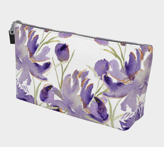 Purple Peonies Carry-All – Original Watercolor Art Zippered Makeup Bag - Fur, Feathers and Flowers