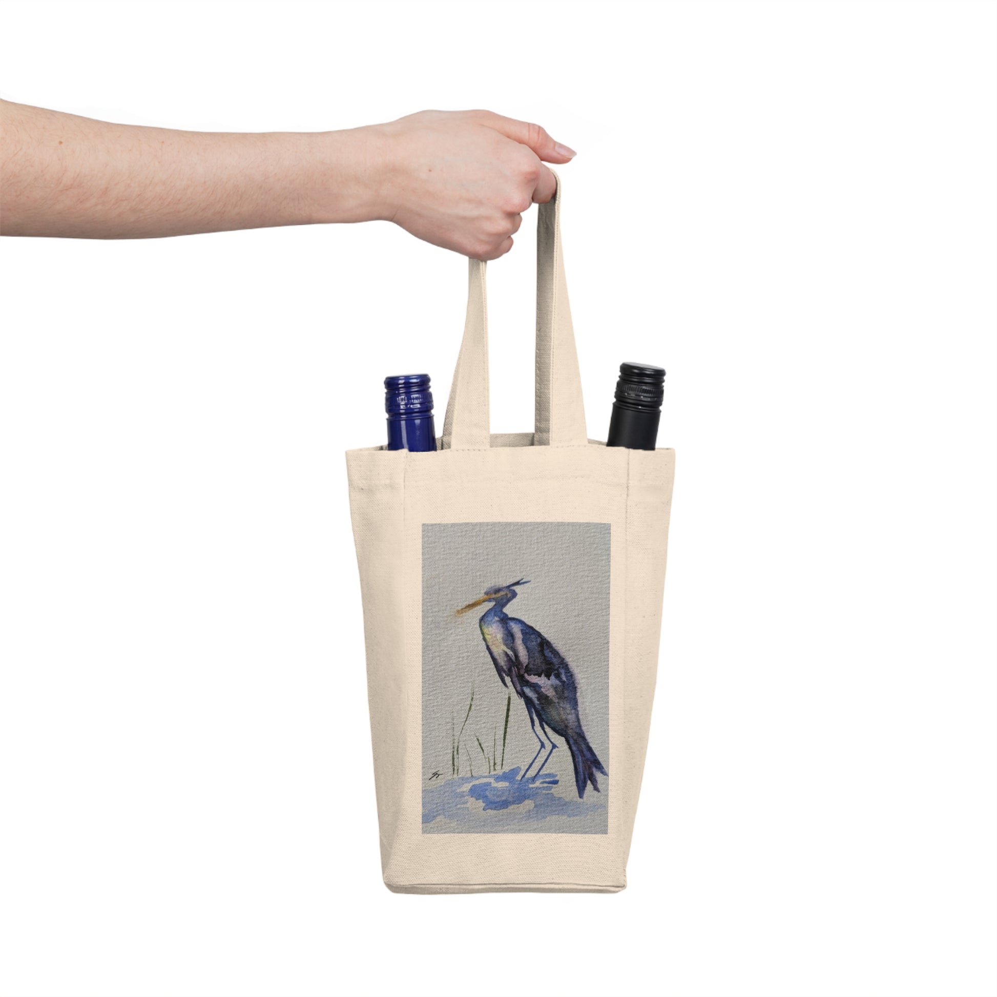 Double Wine Tote Bag - Stylish Wine Carrier for Picnics, Gifts, Parties, Wedding, and Home Decor - Fur, Feathers and Flowers