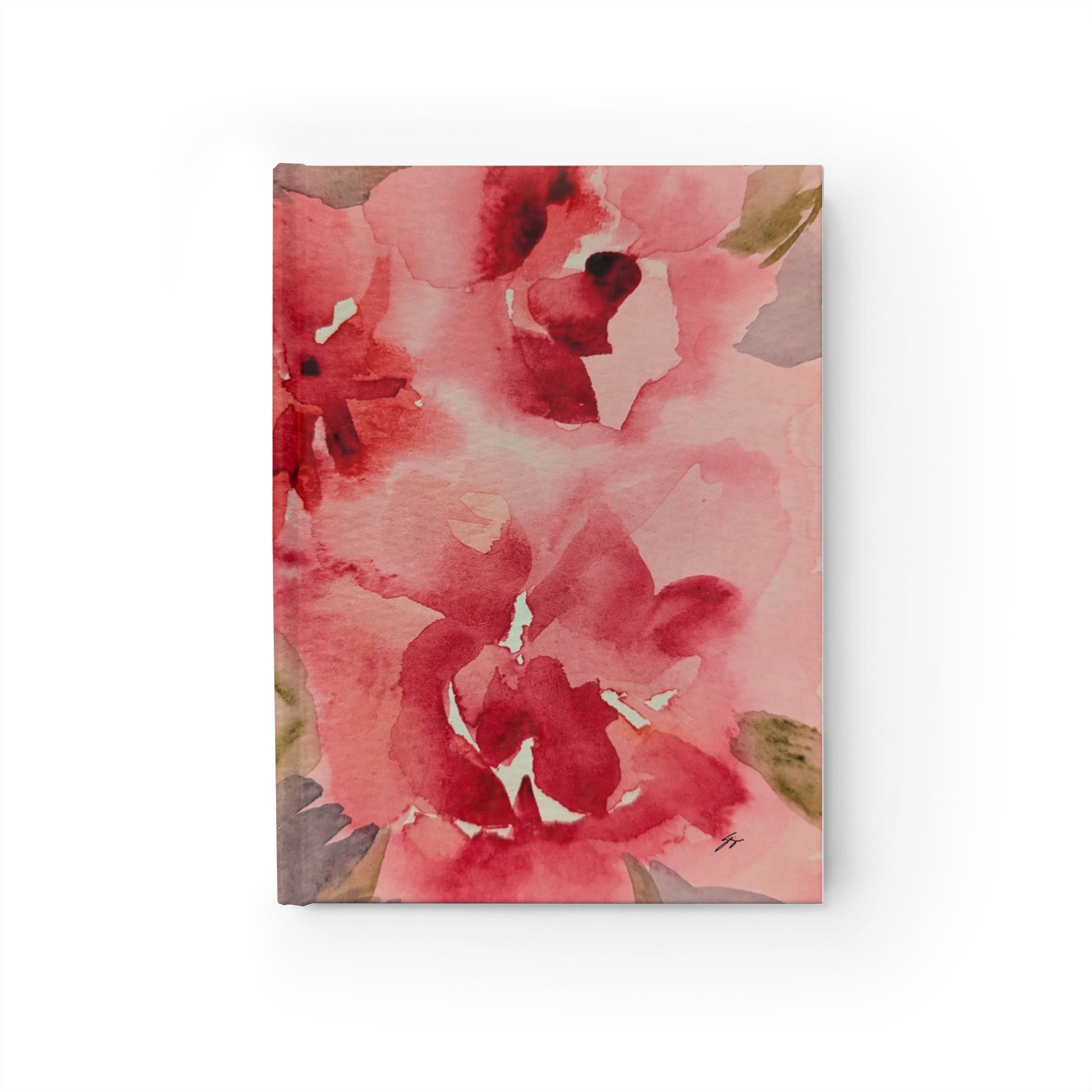 Journal Pink and Red Floral Original Watercolor by Sharon Tiger - Fur, Feathers and Flowers