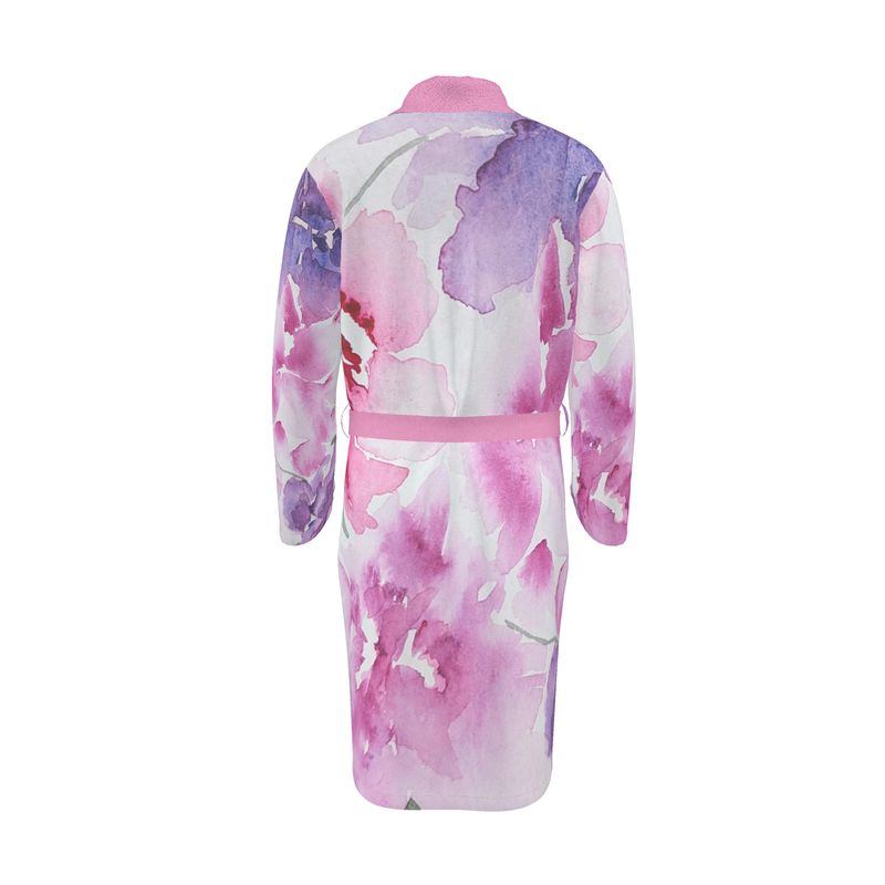 Floral Watercolor Terry Robe – Original by Sharon Tiger - Fur, Feathers and Flowers
