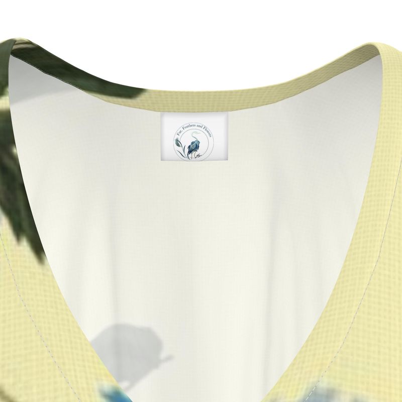 Blue Hydrangea Yellow Kaftan by Sharon Tiger - Fur, Feathers and Flowers