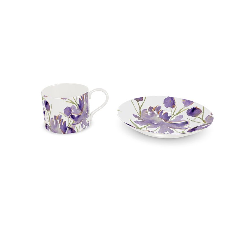 Tea Cups & Saucers, Original Watercolor by Sharon Tiger - Fur, Feathers and Flowers