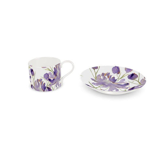 Tea Cups & Saucers, Original Watercolor by Sharon Tiger - Fur, Feathers and Flowers