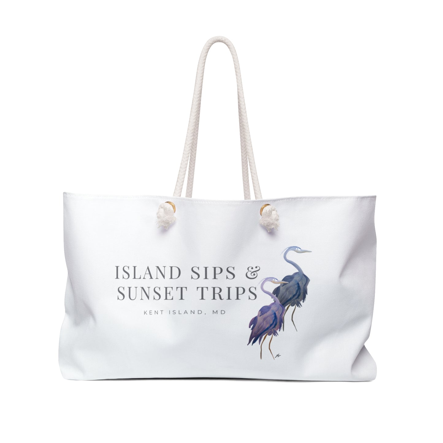 Island Sips & Sunset Trips Weekender Bag | Travel Tote, Beach Bag, Vacation Carryall, Gift for Travelers, Stylish Storage - Fur, Feathers and Flowers