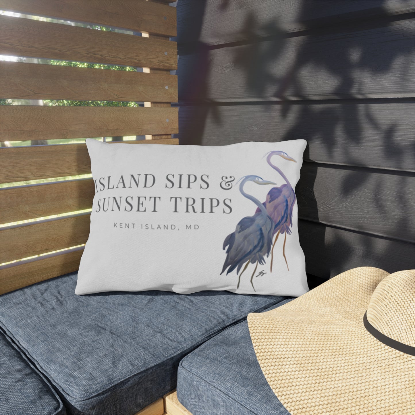 Island Sips & Sunset Trips Outdoor Pillow Original Watercolor Art by Sharon Tiger