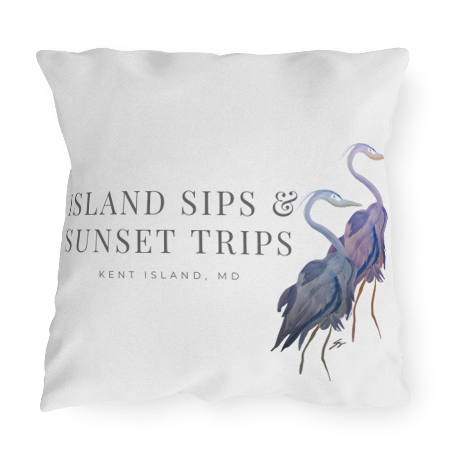 Island Sips & Sunset Trips Outdoor Pillow Original Watercolor Art by Sharon Tiger
