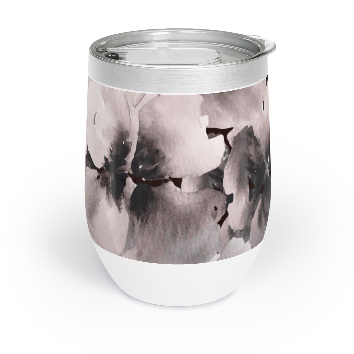 12 oz Tumbler – Original Black and White Floral Watercolor by Sharon Tiger - Fur, Feathers and Flowers