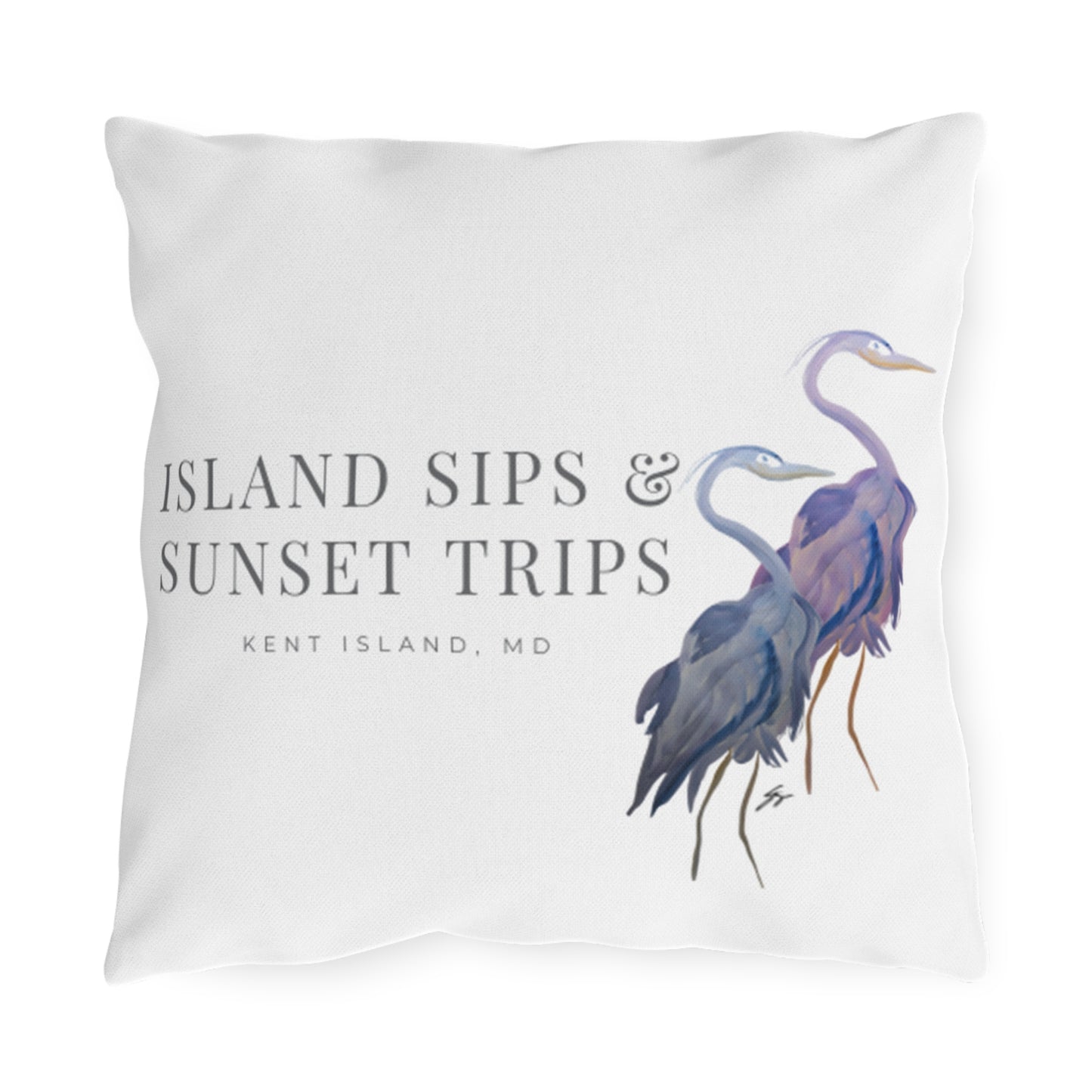 Island Sips & Sunset Trips Outdoor Pillow Original Watercolor Art by Sharon Tiger