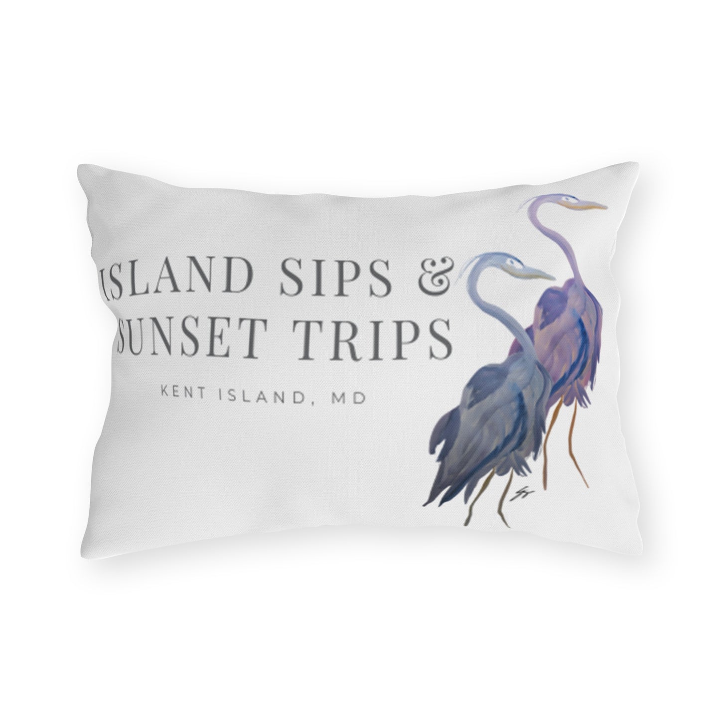 Island Sips & Sunset Trips Outdoor Pillow Original Watercolor Art by Sharon Tiger
