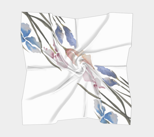 Irisis Silk Scarf, Original Watercolor by Sharon Tiger - Fur, Feathers and Flowers