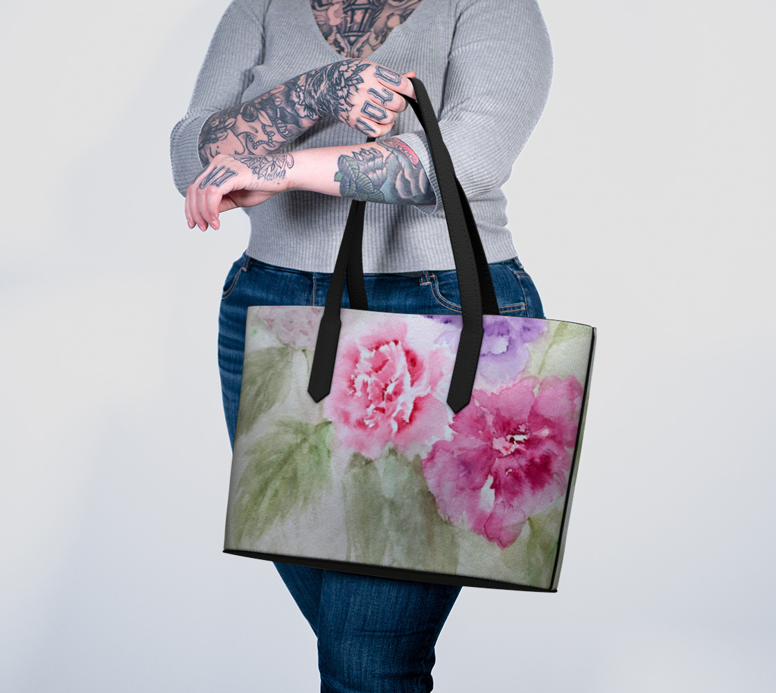 Pastel Floral Vegan Leather Tote - Fur, Feathers and Flowers