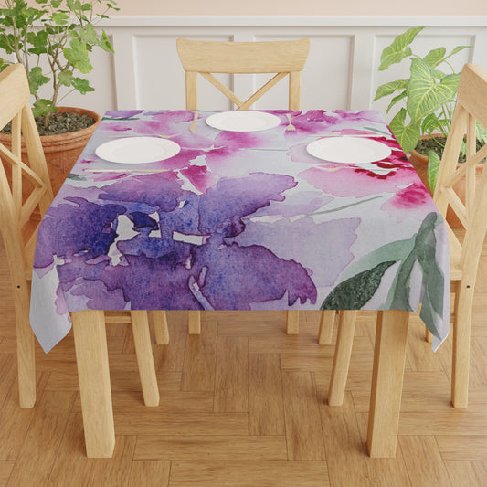 Floral Watercolor Tablecloth by Sharon Tiger - Fur, Feathers and Flowers
