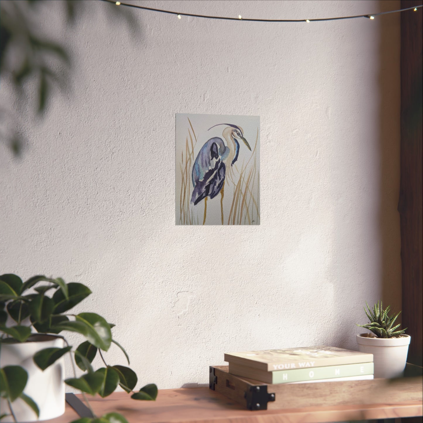 Elegant Heron Wall Art, Fine Art Print, Nature Home Decor, Bird Lover Gift, Botanical Artwork, Unique Wall Decor - Fur, Feathers and Flowers
