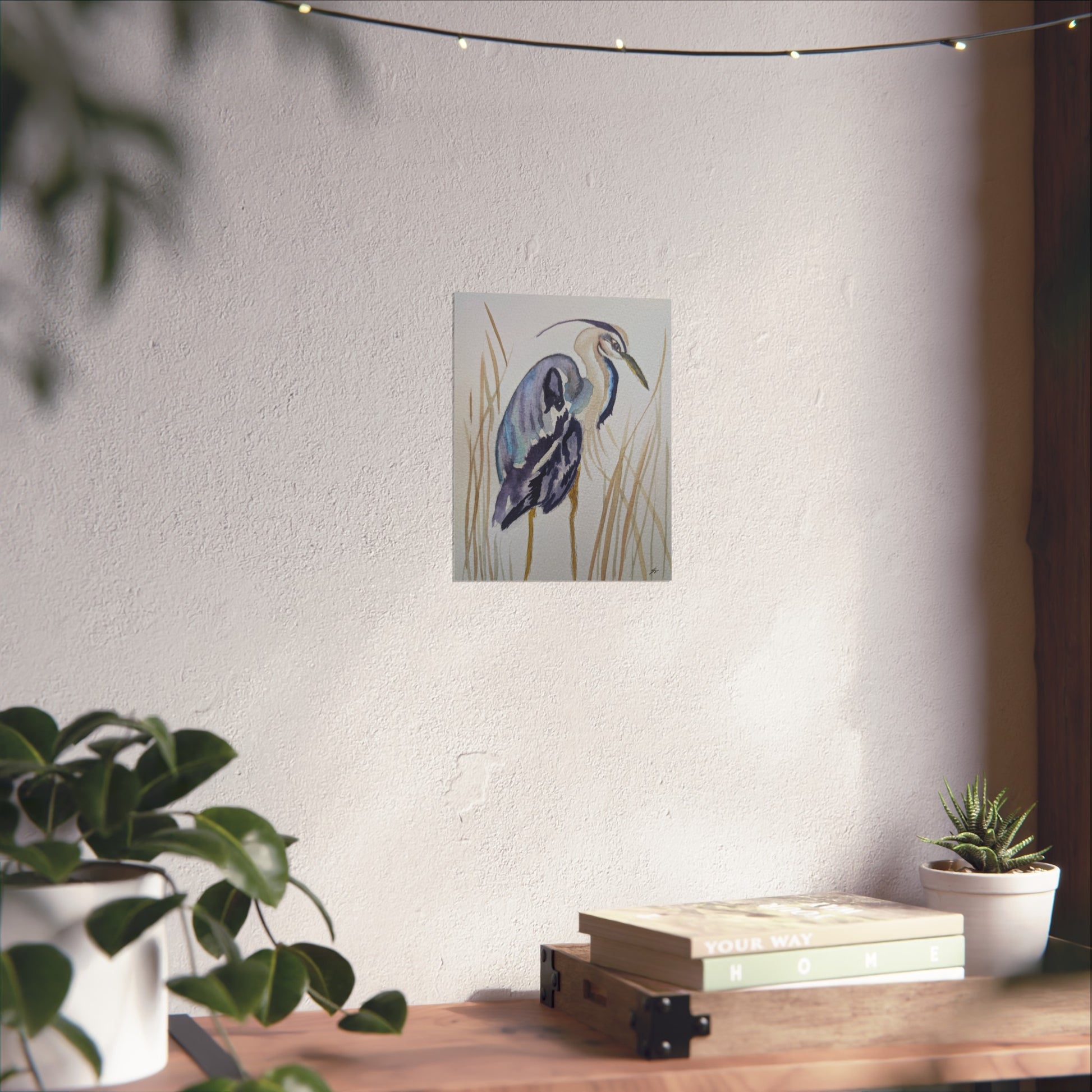 Elegant Heron Wall Art, Fine Art Print, Nature Home Decor, Bird Lover Gift, Botanical Artwork, Unique Wall Decor - Fur, Feathers and Flowers