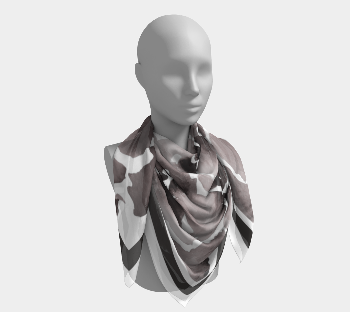 Black Floral Border Silk Scarf by Sharon Tiger - Fur, Feathers and Flowers