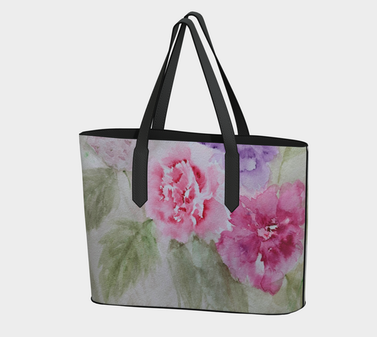 Pastel Floral Vegan Leather Tote - Fur, Feathers and Flowers