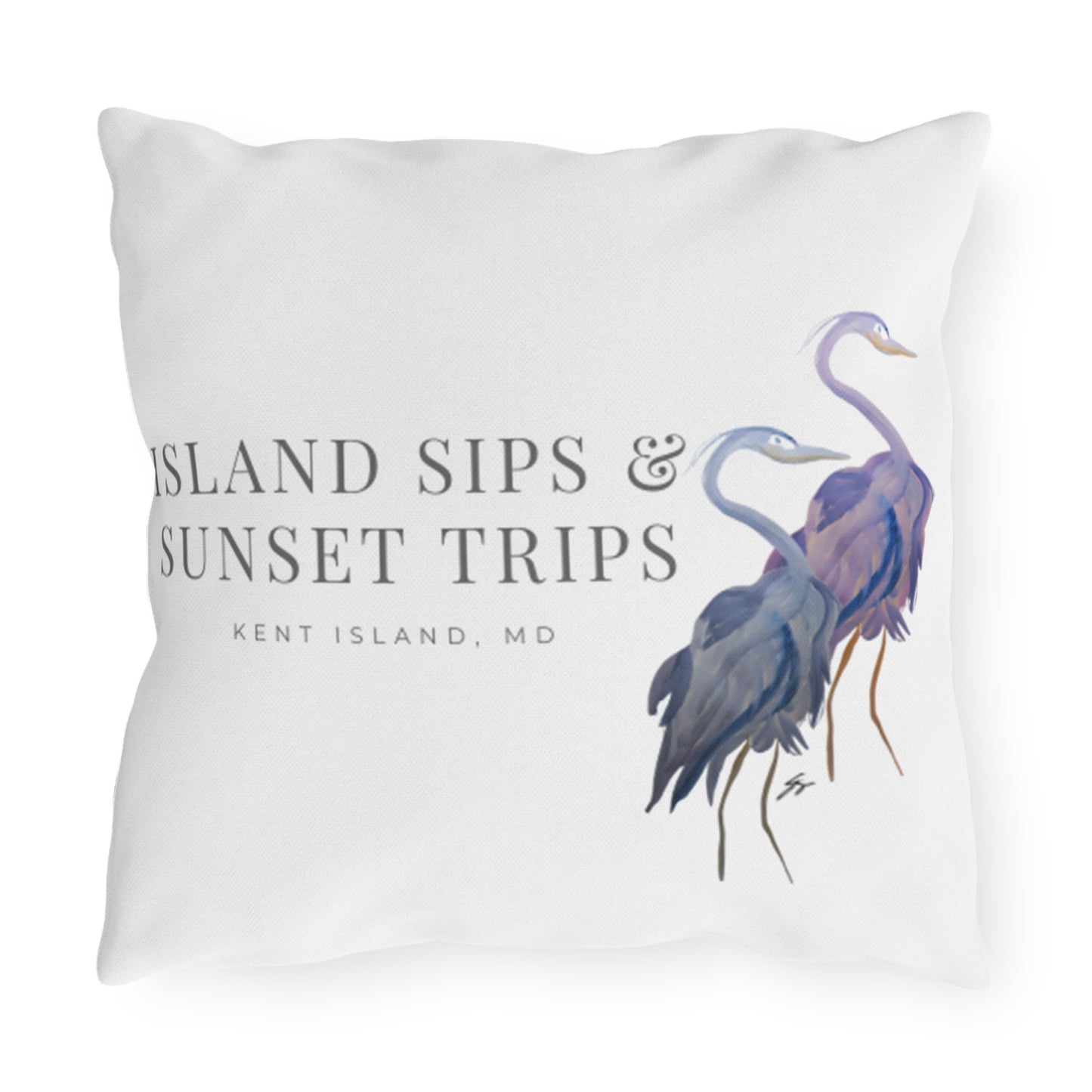 Island Sips & Sunset Trips Outdoor Pillow Original Watercolor Art by Sharon Tiger