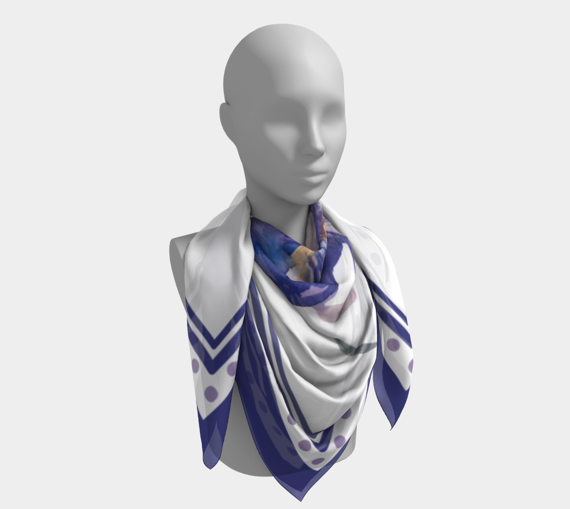 Purple Iris Silk Scarf with Border by Sharon Tiger - Fur, Feathers and Flowers