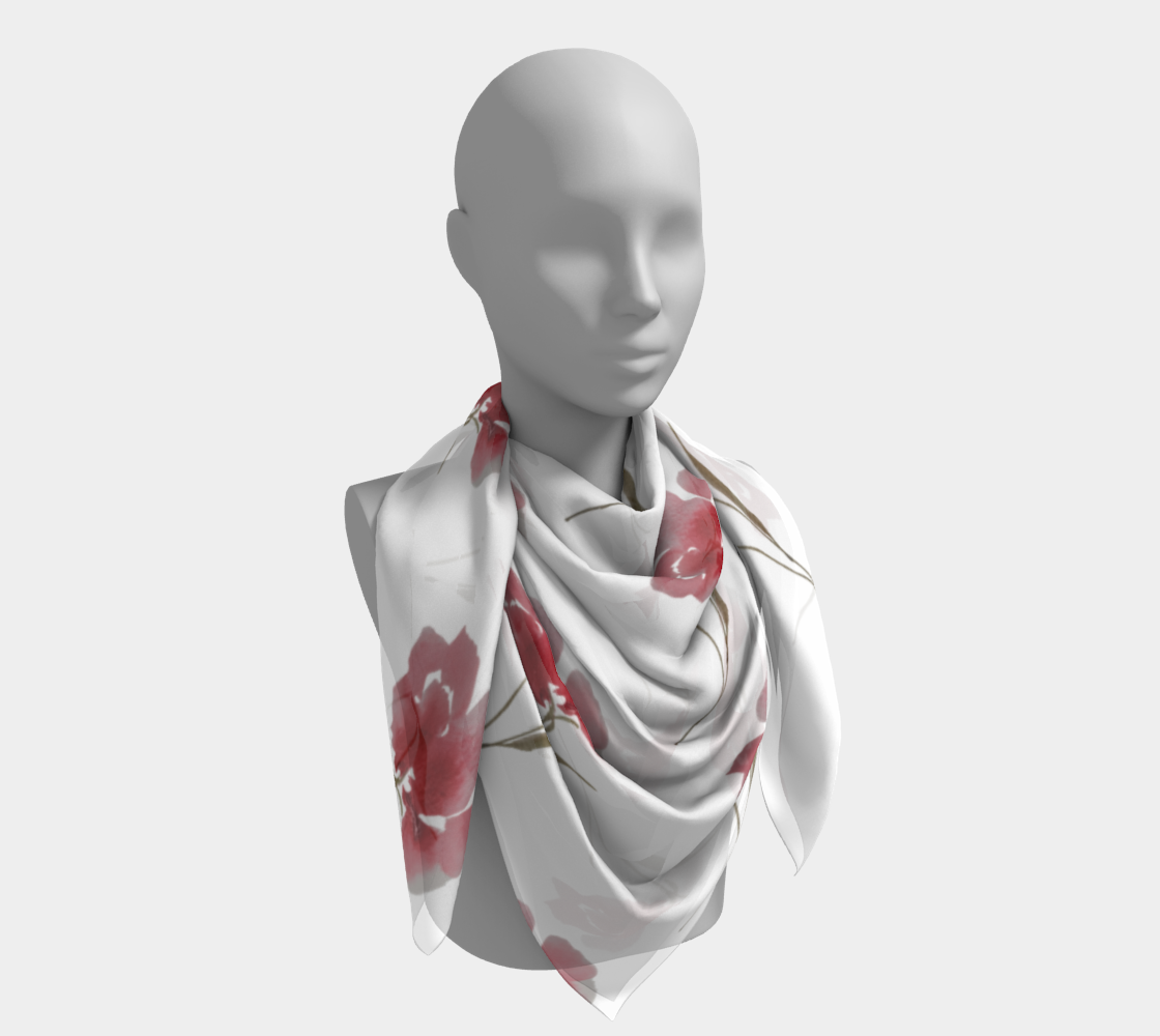 Simple Peony Scarf Watercolory by Sharon Tiger - Fur, Feathers and Flowers