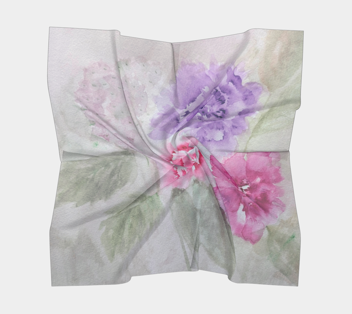 Pastel Floral Scarf Watercolor by Sharon Tiger - Fur, Feathers and Flowers