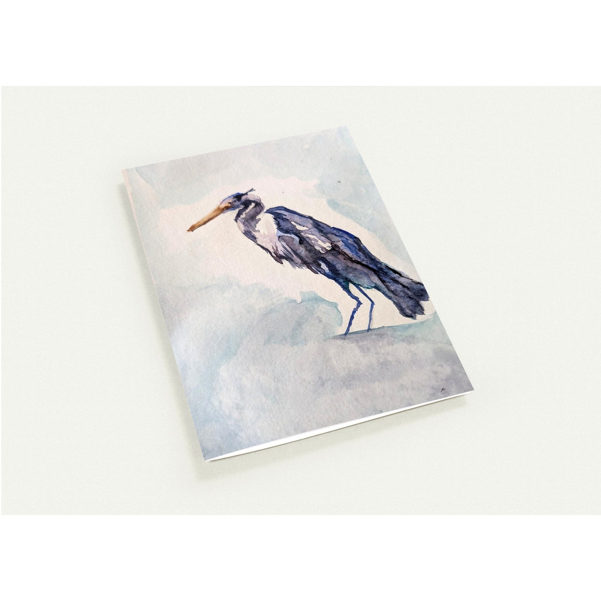 Pack of 10 Blank Greeting Cards – Purple Heron Watercolor Art by Sharon Tiger - Fur, Feathers and Flowers