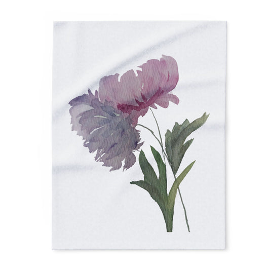 Fleece Blanket,  Original Peony Watercolor by Sharon Tiger - Fur, Feathers and Flowers