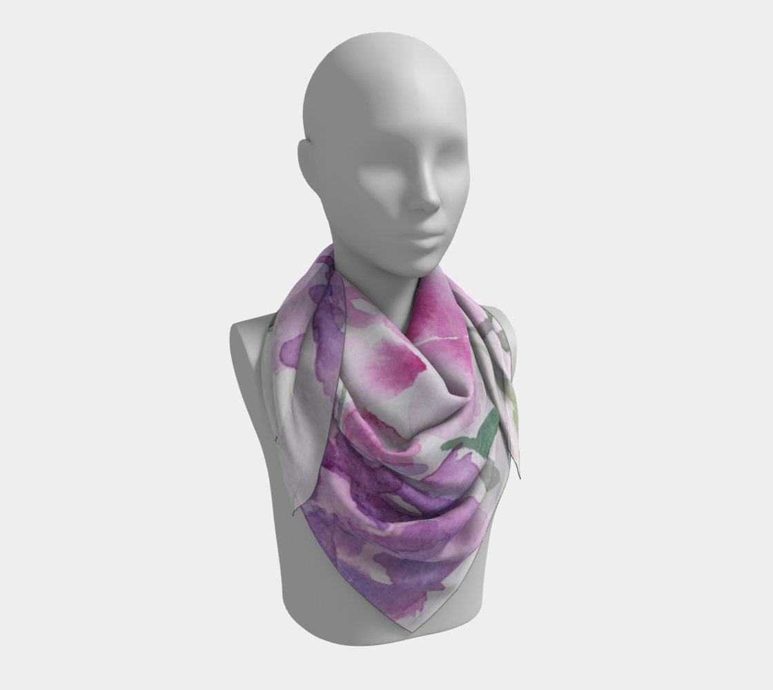 Floral Scarf Watercolor Silk Scarf by Sharon Tiger - Fur, Feathers and Flowers