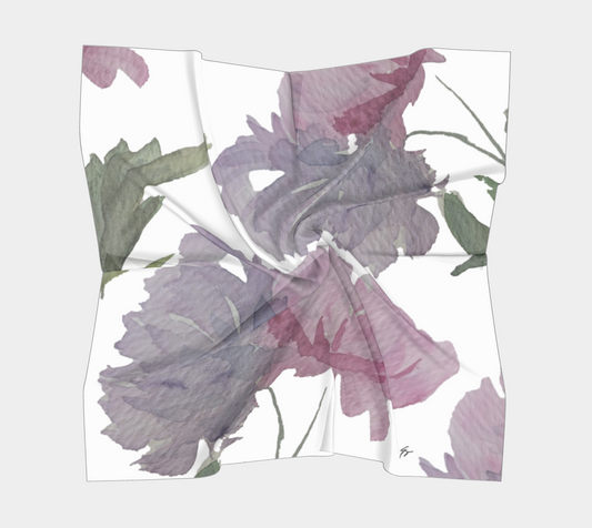 Peony Silk Scarf Watercolor by Sharon Tiger - Fur, Feathers and Flowers