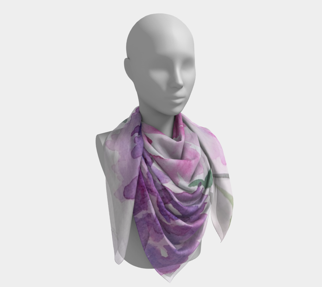 Floral Scarf Watercolor Silk Scarf by Sharon Tiger - Fur, Feathers and Flowers