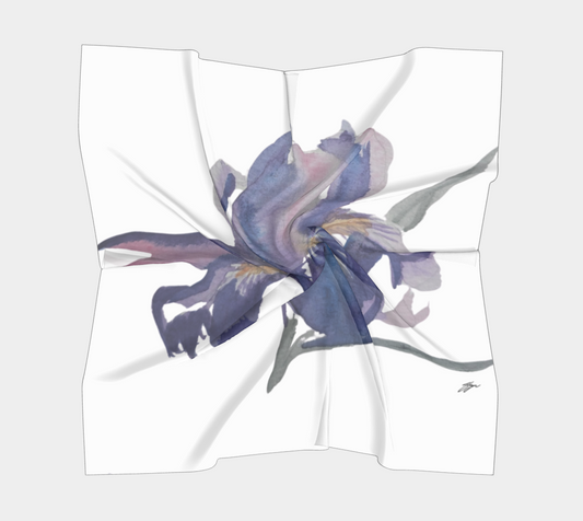Purple Iris Silk Scarf Original Watecolor by Sharon Tiger - Fur, Feathers and Flowers