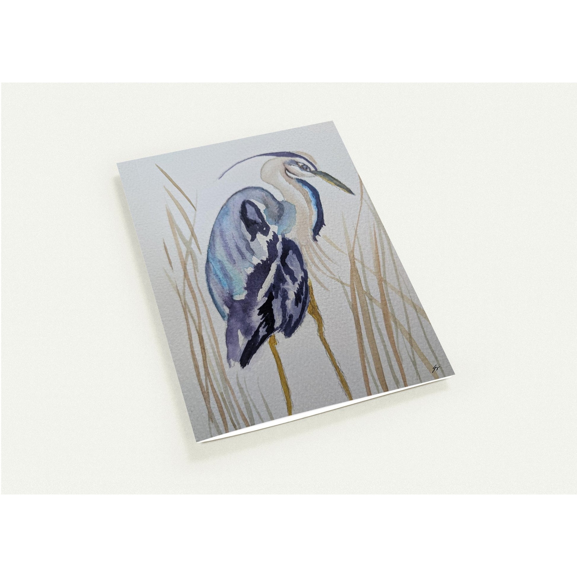 Pack of 10 Blank Greeting Cards – Large Heron Watercolor Art by Sharon Tiger - Fur, Feathers and Flowers