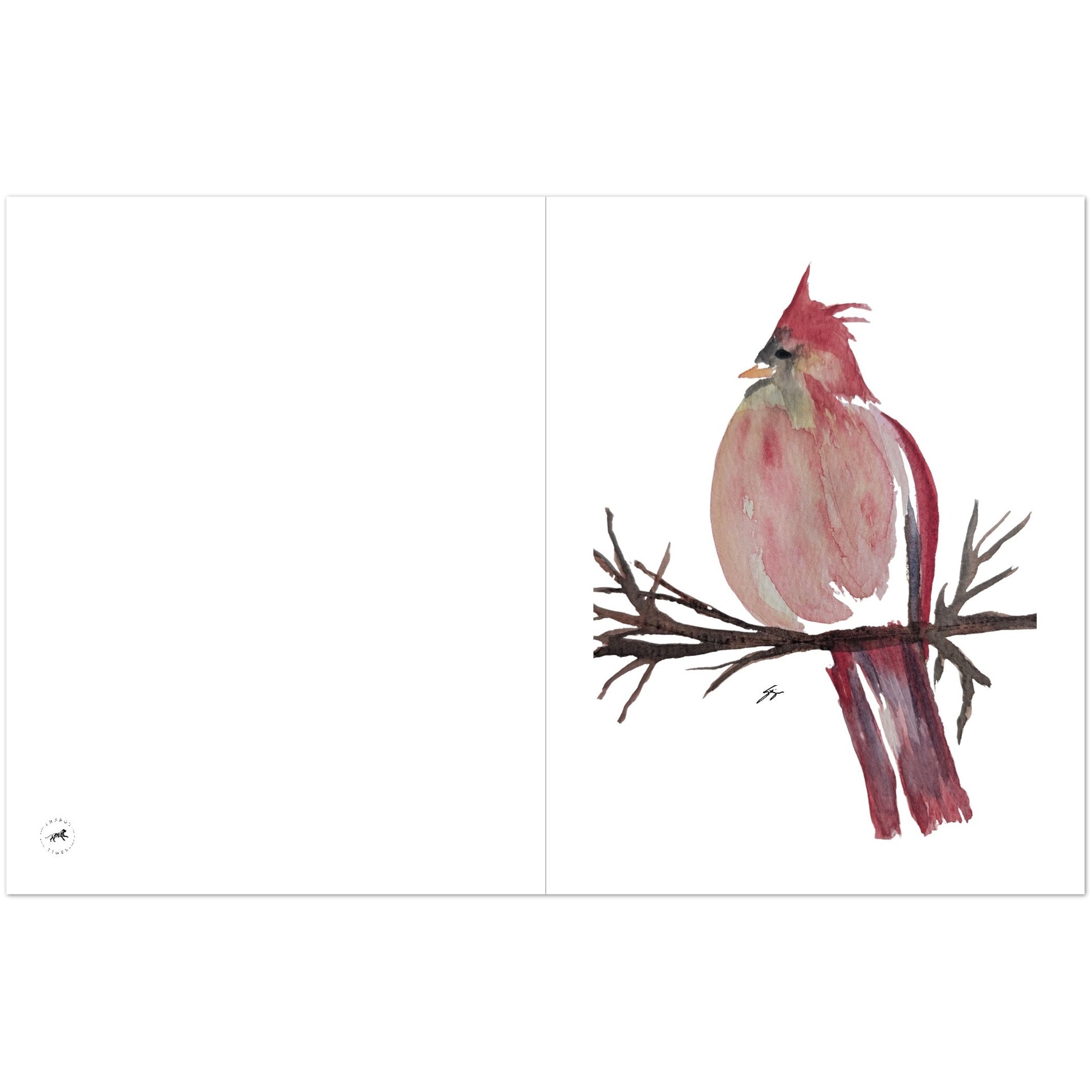 Pack of 10 Blank Greeting Cards – Cardinal Watercolor Art by Sharon Tiger - Fur, Feathers and Flowers