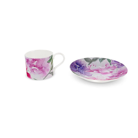 Tea Cups & Saucers, Original Watercolor by Sharon Tiger - Fur, Feathers and Flowers
