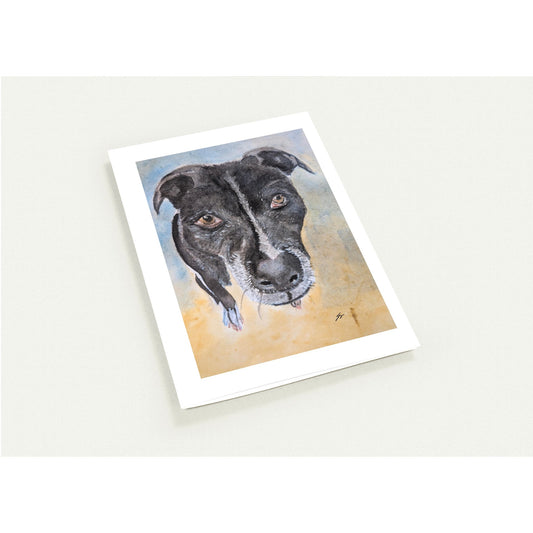 Pack of 10 Blank Greeting Cards – Black Pitbull Watercolor Art by Sharon Tiger - Fur, Feathers and Flowers