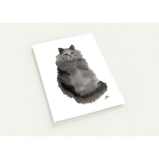 Pack of 10 Blank Greeting Cards – Grey Cat Watercolor Art by Sharon Tiger - Fur, Feathers and Flowers