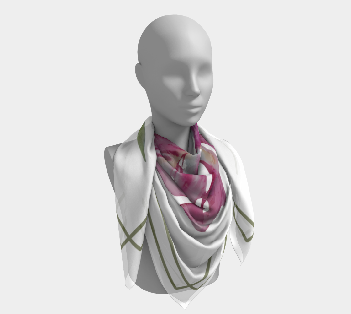 Pink Iris Border Silk Scarf by Sharon Tiger - Fur, Feathers and Flowers