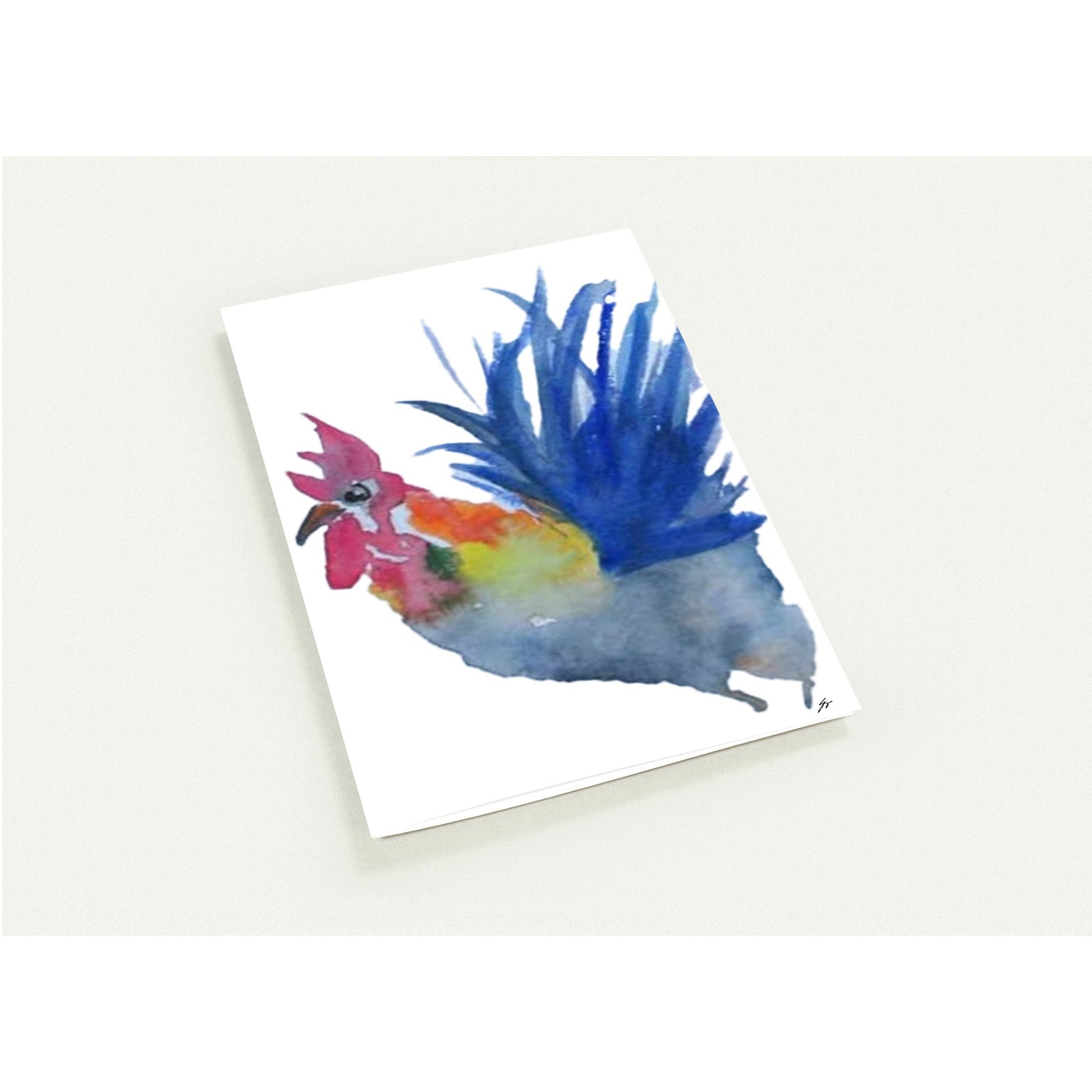Pack of 10 Blank Greeting Cards – Rooster Watercolor Art by Sharon Tiger - Fur, Feathers and Flowers