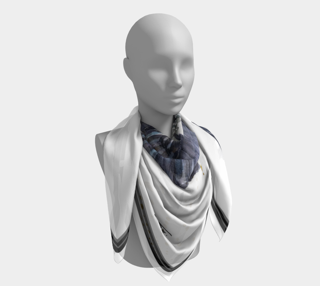 Flying Heron Border Scarf by Sharon Tiger - Fur, Feathers and Flowers