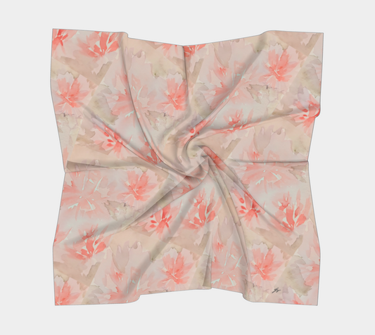 Soft Pink Floral Original Watercolor Silk Scarf 16 x 16 , by Sharon Tiger - Fur, Feathers and Flowers