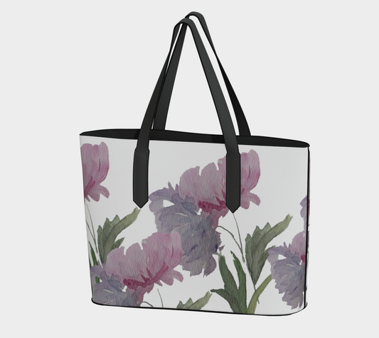 Peonies Vegan Leather Tote - Fur, Feathers and Flowers