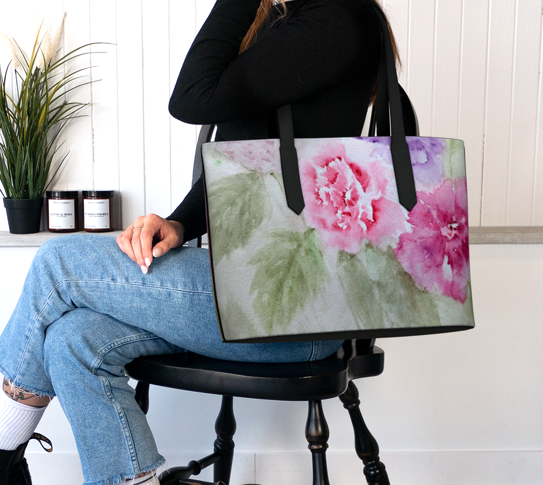 Pastel Floral Vegan Leather Tote - Fur, Feathers and Flowers