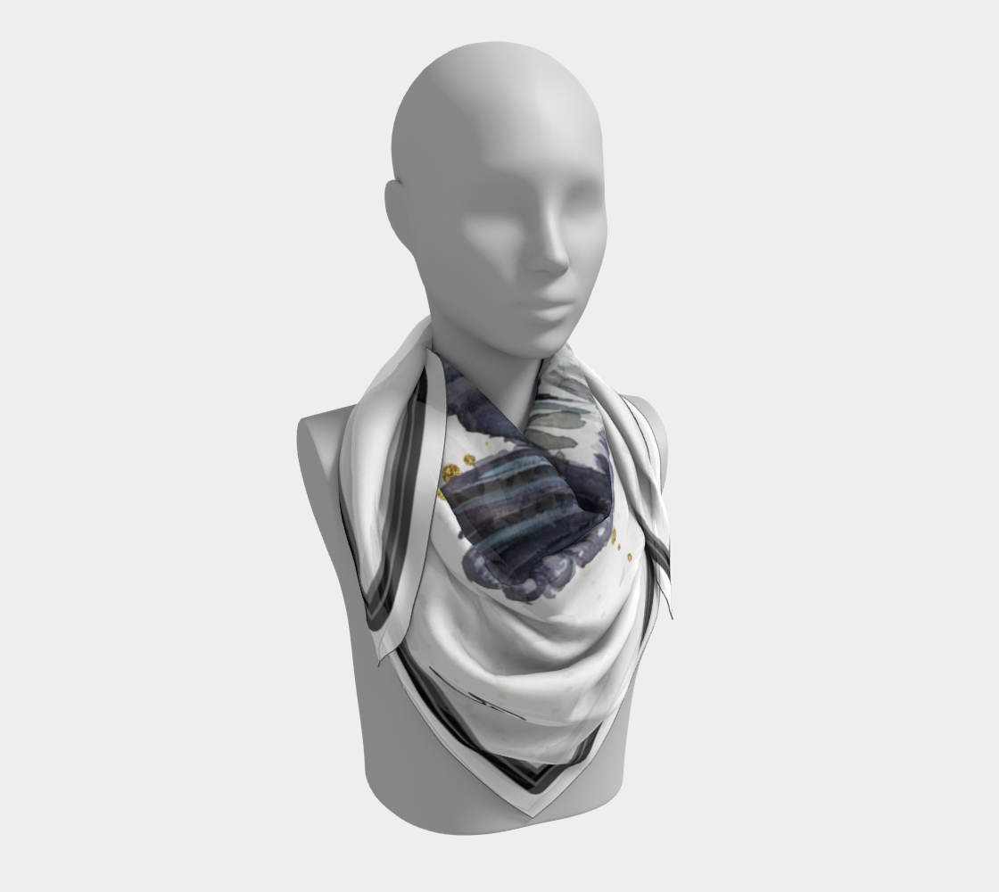 Flying Heron Border Scarf by Sharon Tiger - Fur, Feathers and Flowers