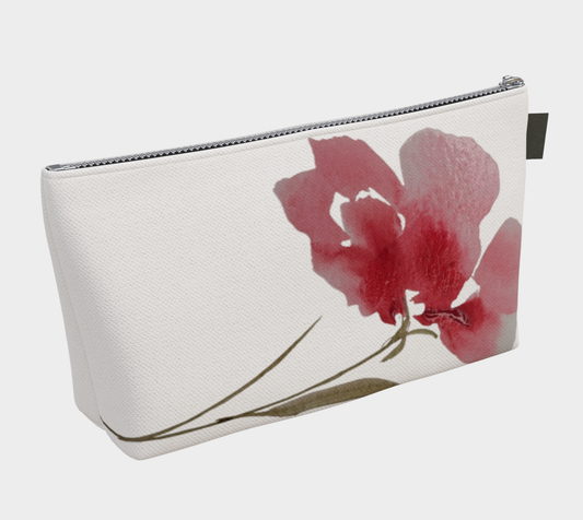 Simple Pink Peony Carry-All – Original Watercolor Art Zippered Makeup Bag - Fur, Feathers and Flowers