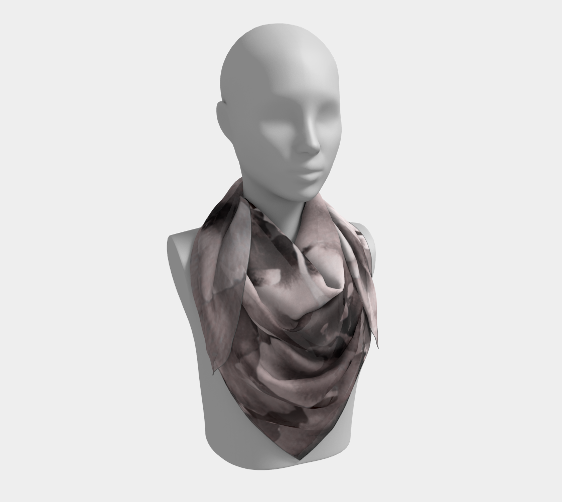 Black and White Floral Silk Scarf by Sharon Tiger - Fur, Feathers and Flowers