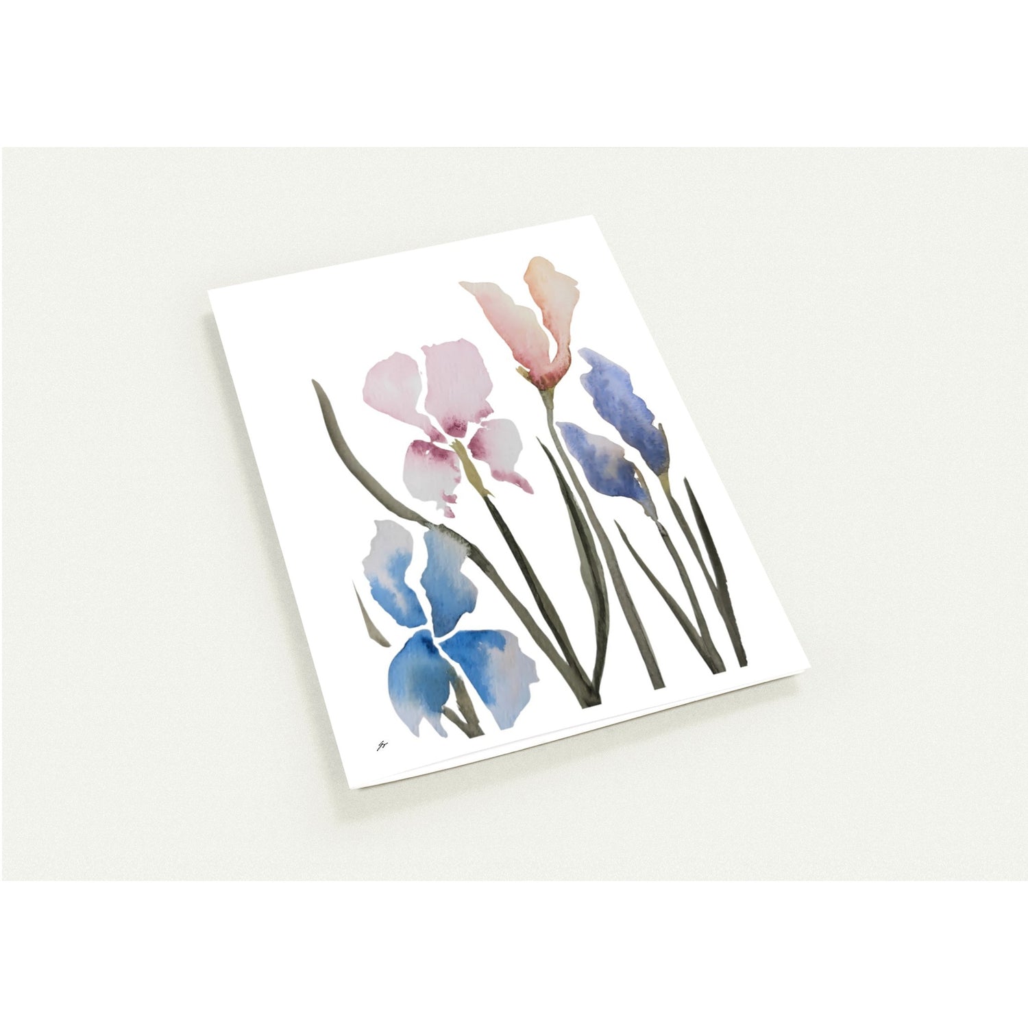 Pack of 10 Blank Greeting Cards – Irises Watercolor Art by Sharon Tiger - Fur, Feathers and Flowers