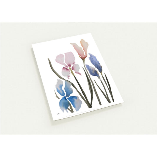 Pack of 10 Blank Greeting Cards – Irises Watercolor Art by Sharon Tiger - Fur, Feathers and Flowers