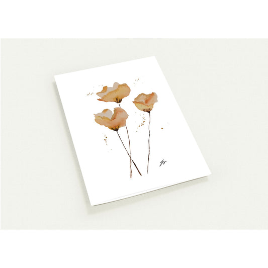 Pack of 10 Blank Greeting Cards – Peach Poppies Watercolor Art by Sharon Tiger - Fur, Feathers and Flowers