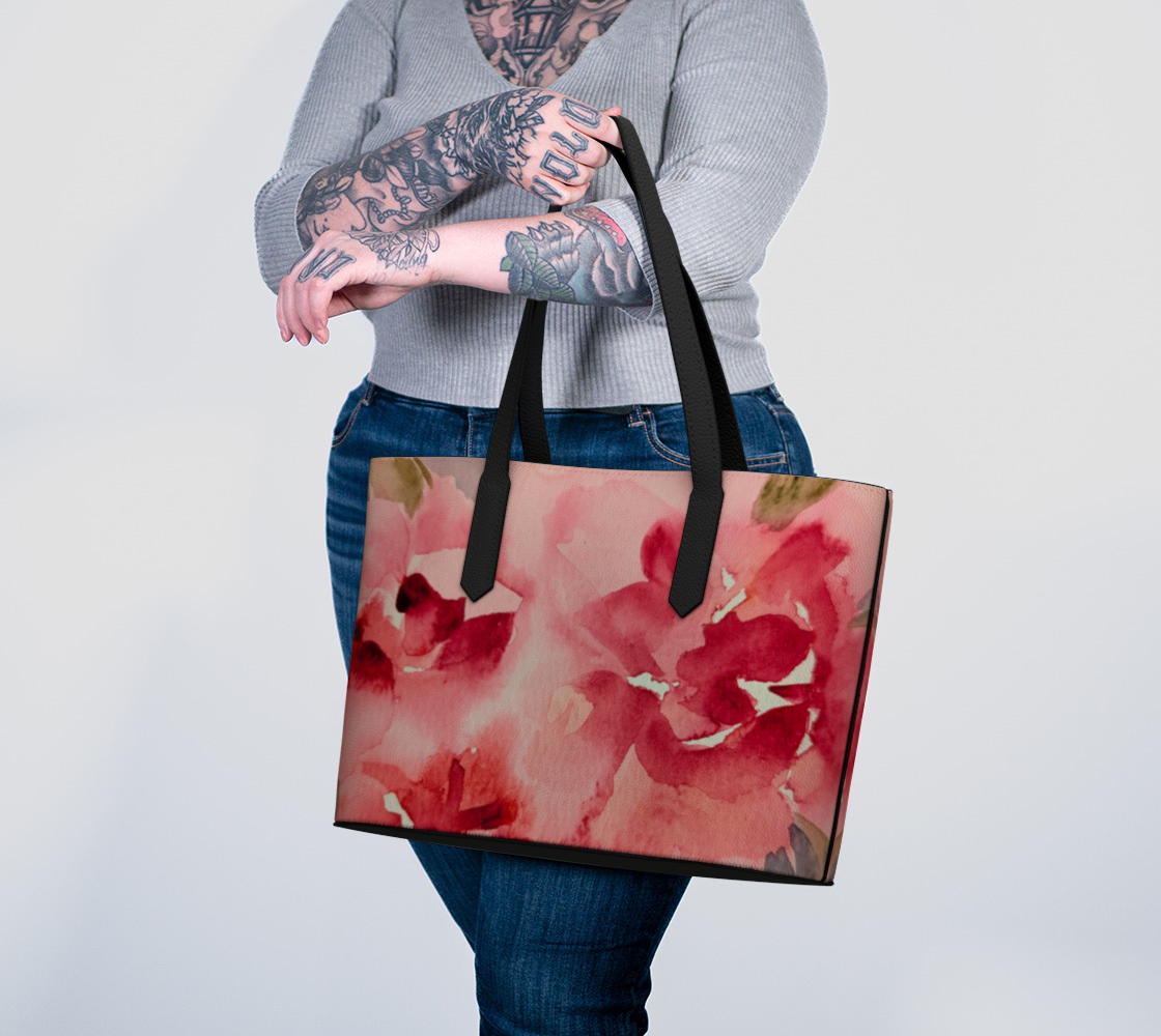 Pink and Red Floral Original Vegan Tote Bag by Sharon Tiger - Fur, Feathers and Flowers