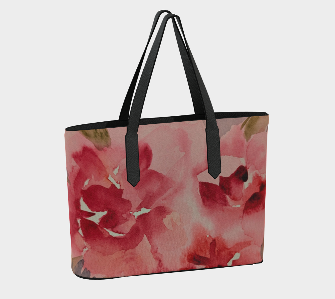 Pink and Red Floral Original Vegan Tote Bag by Sharon Tiger - Fur, Feathers and Flowers