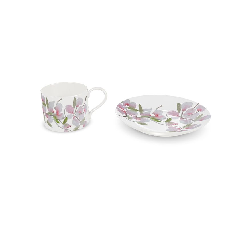 Tea Cups & Saucers, Original Watercolor by Sharon Tiger - Fur, Feathers and Flowers